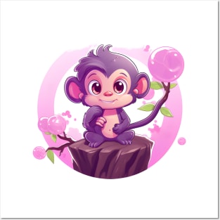 Purple Monkey in a Bubblegum Tree Posters and Art